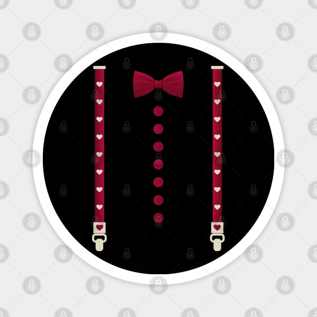 Hearts Bow Tie & Suspenders Valentine's Day Costume Magnet by Tesszero